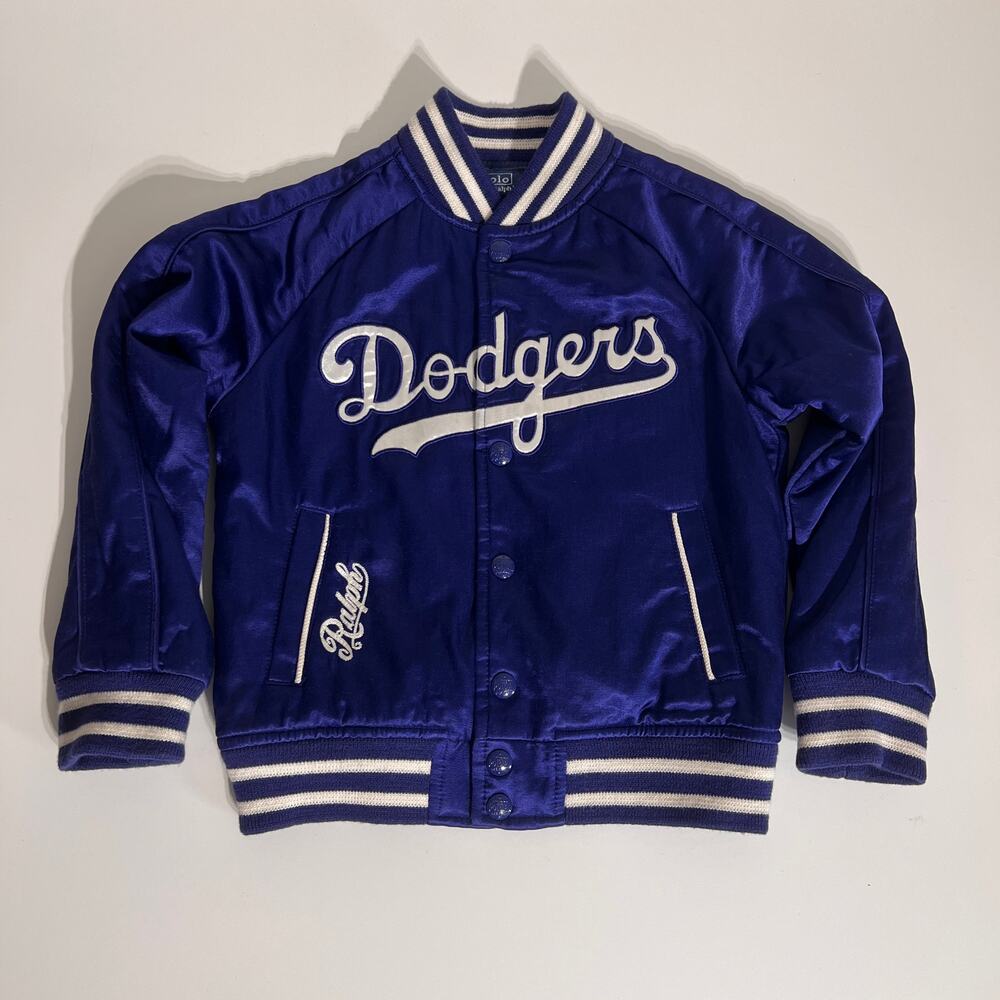 Polo Ralph Lauren Dodgers Satin Varsity Jacket Kids Size 5 Blue LA Logo